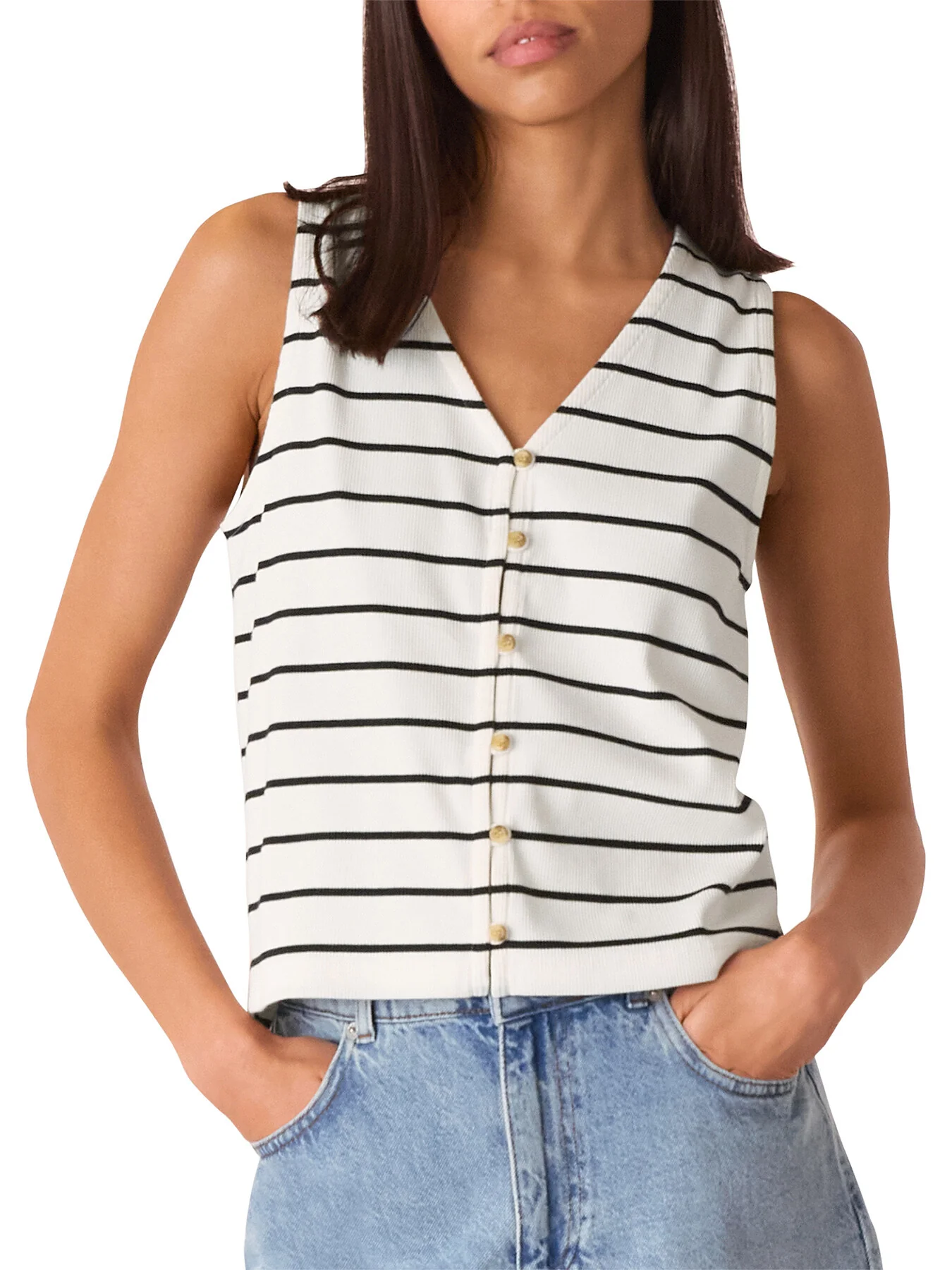 Stripe Button Front Tank - Image 4