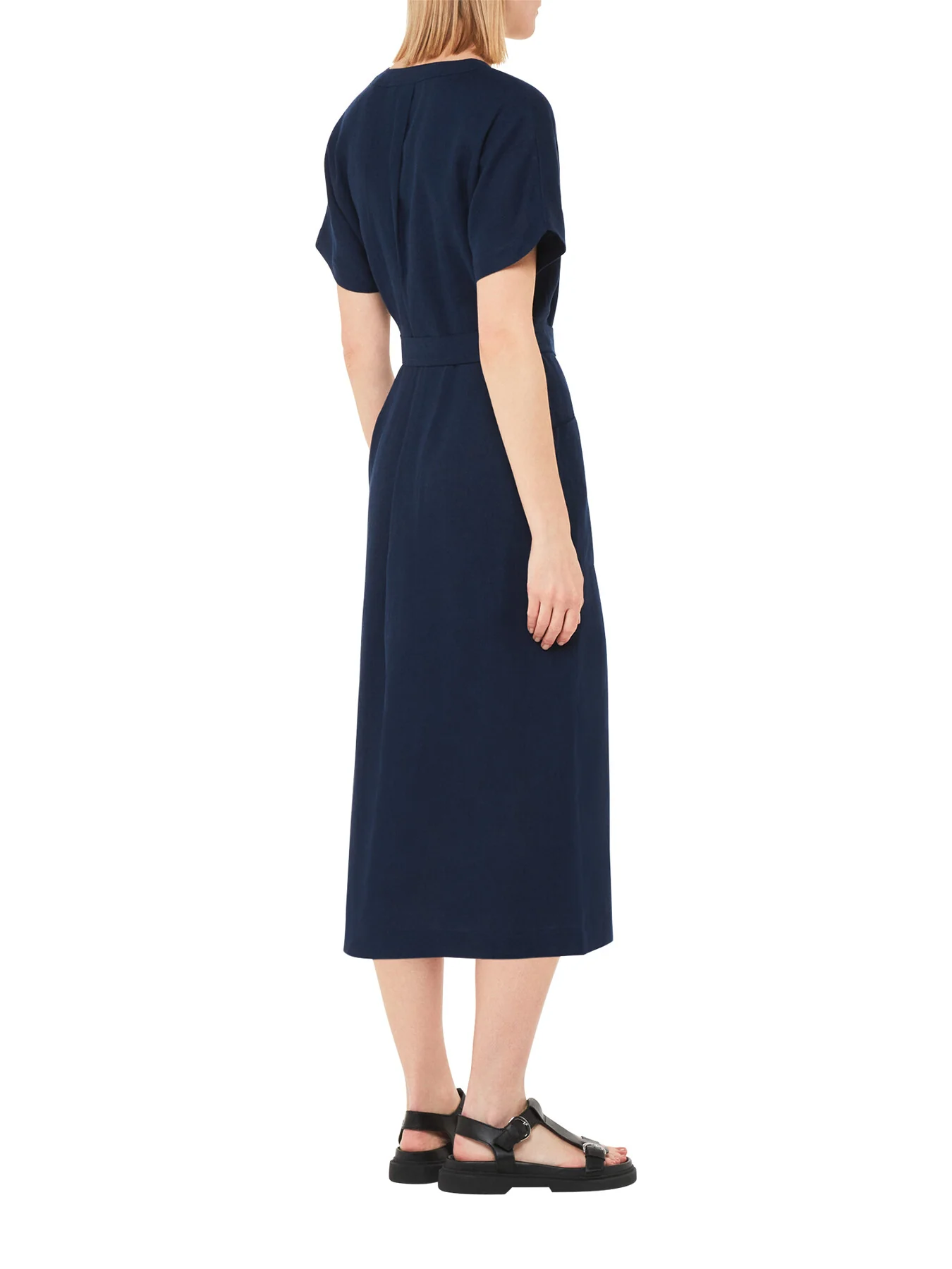 Linen Belted Midi Dress - Image 3