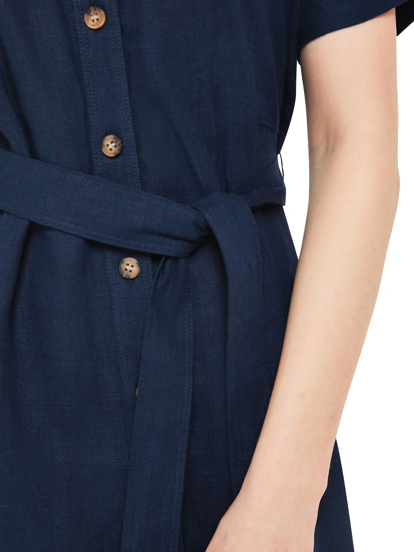 Linen Belted Midi Dress - Image 4
