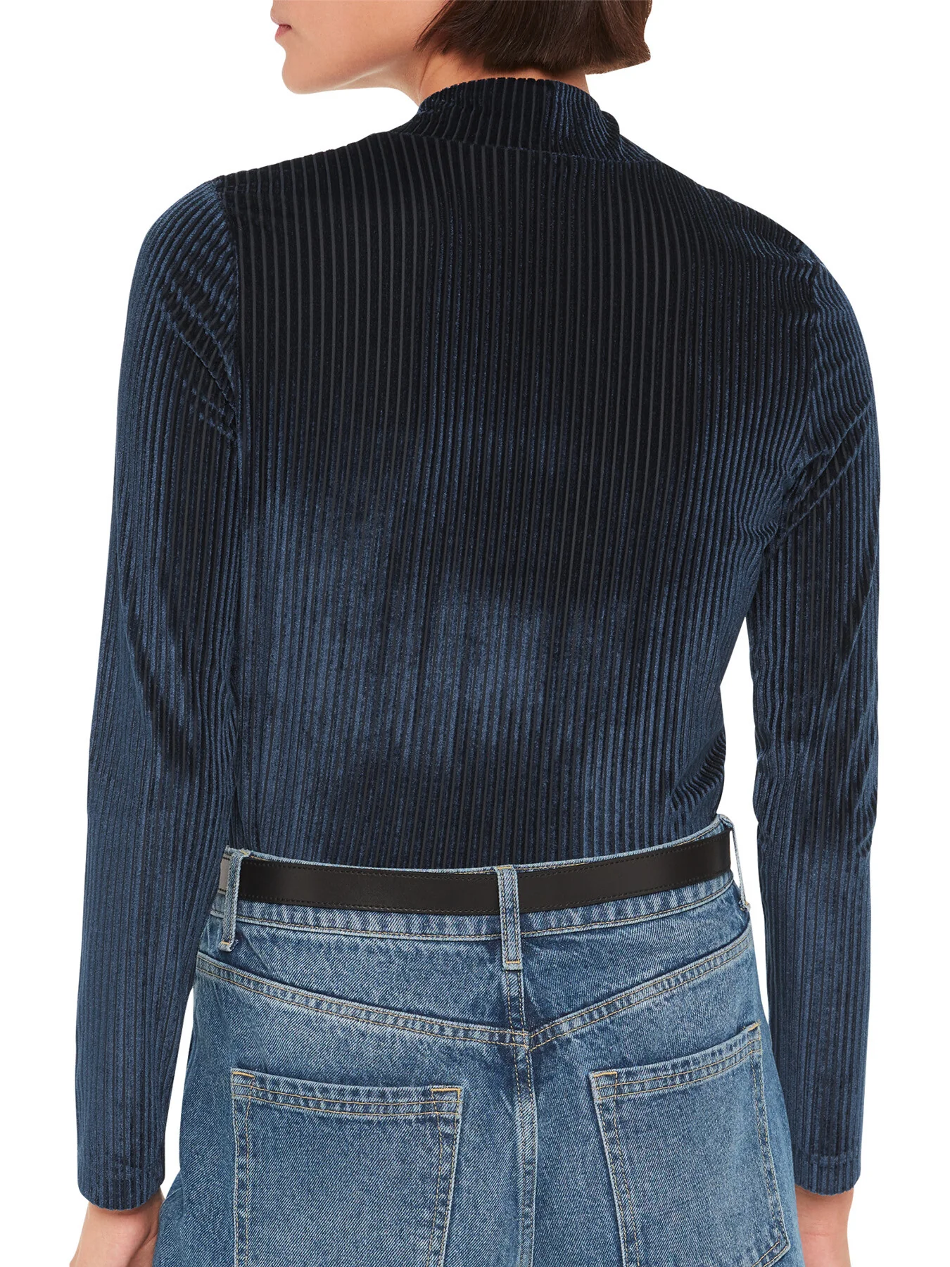 Velvet Stripe High Neck Top - Image 3