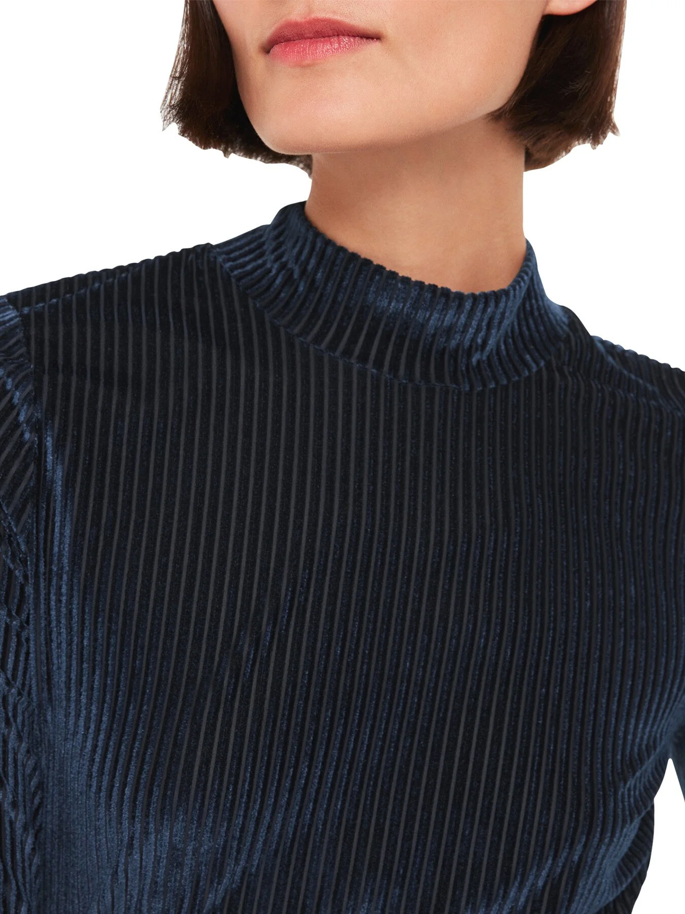 Velvet Stripe High Neck Top - Image 4