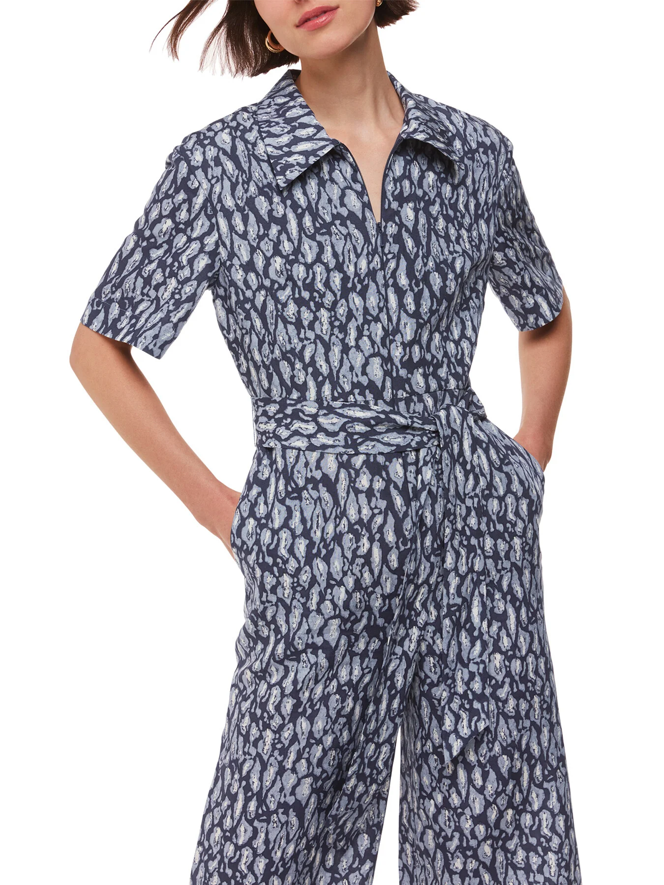 Leopard Linen Blend Jumpsuit - Image 4