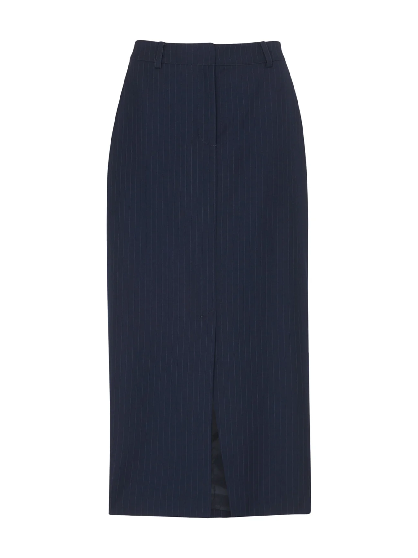 Pinstripe Tailored Midi Skirt