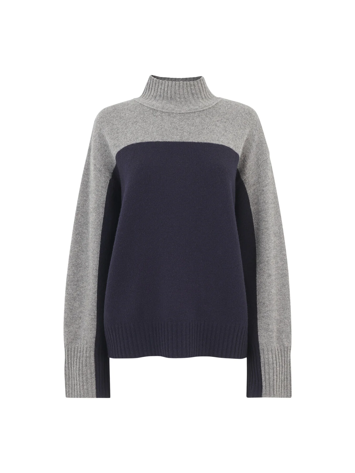 Wool Colour Block Funnel Neck