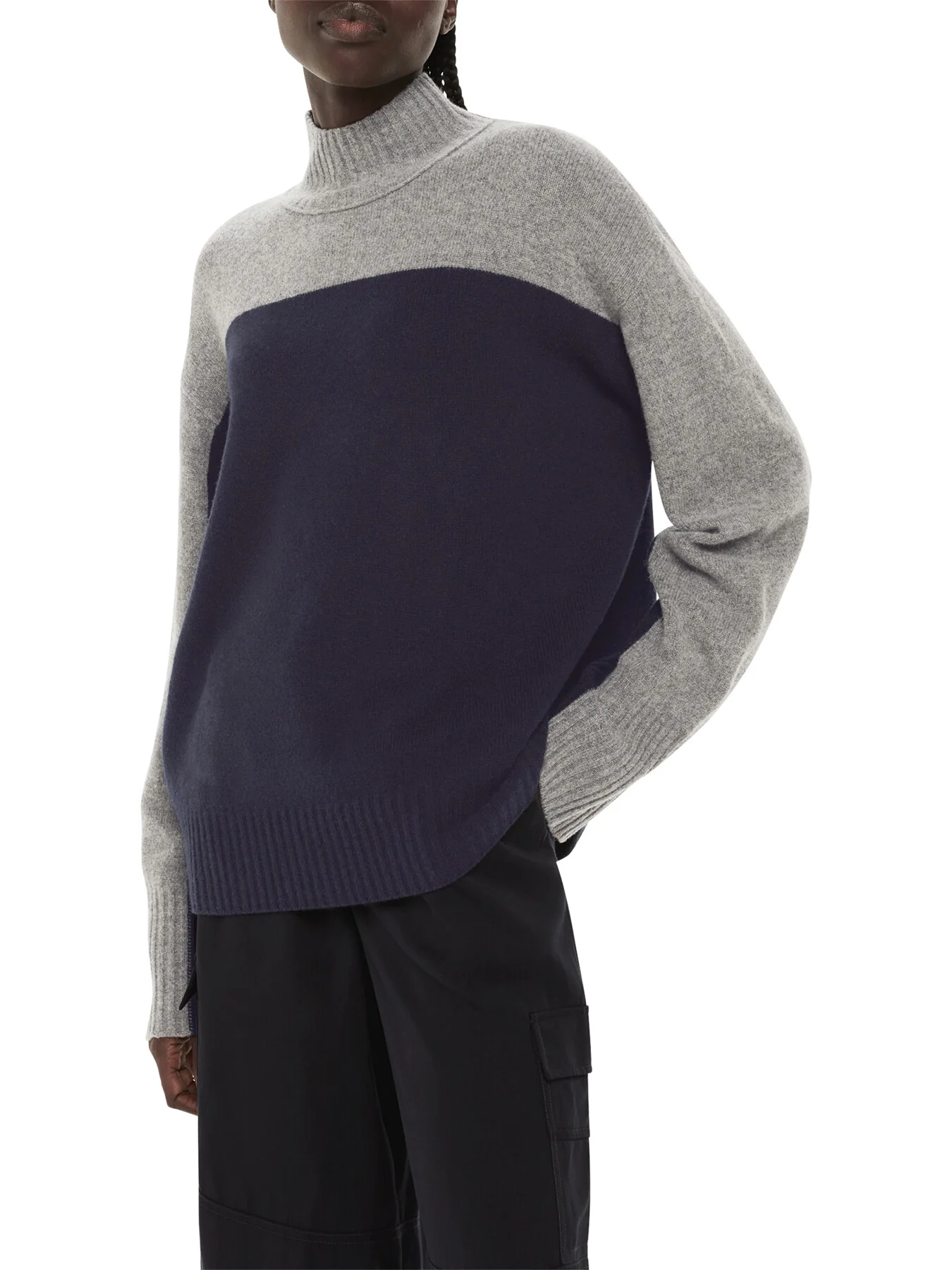 Wool Colour Block Funnel Neck - Image 2