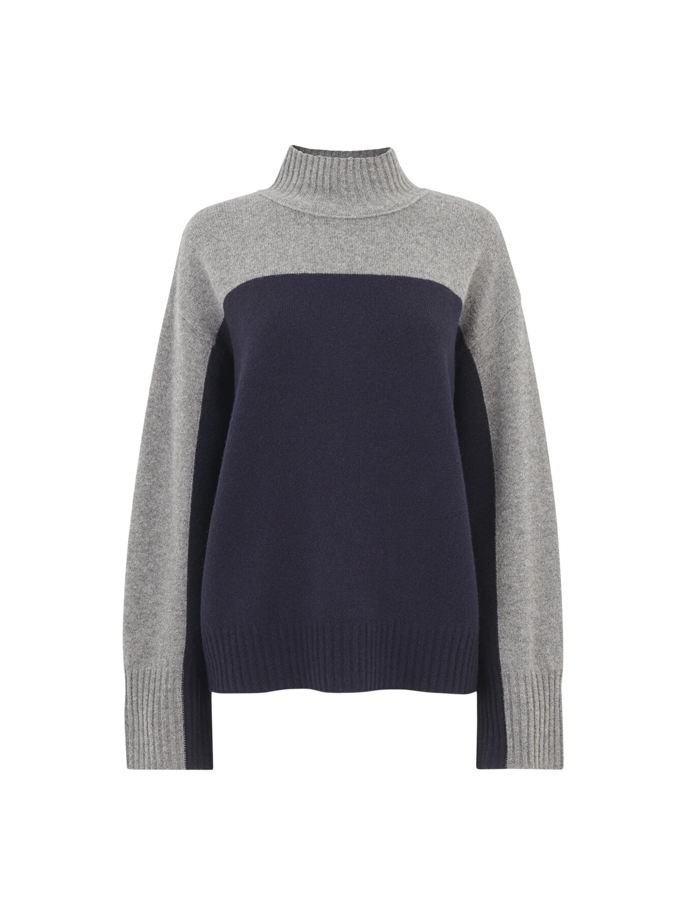 Wool Colour Block Funnel Neck
