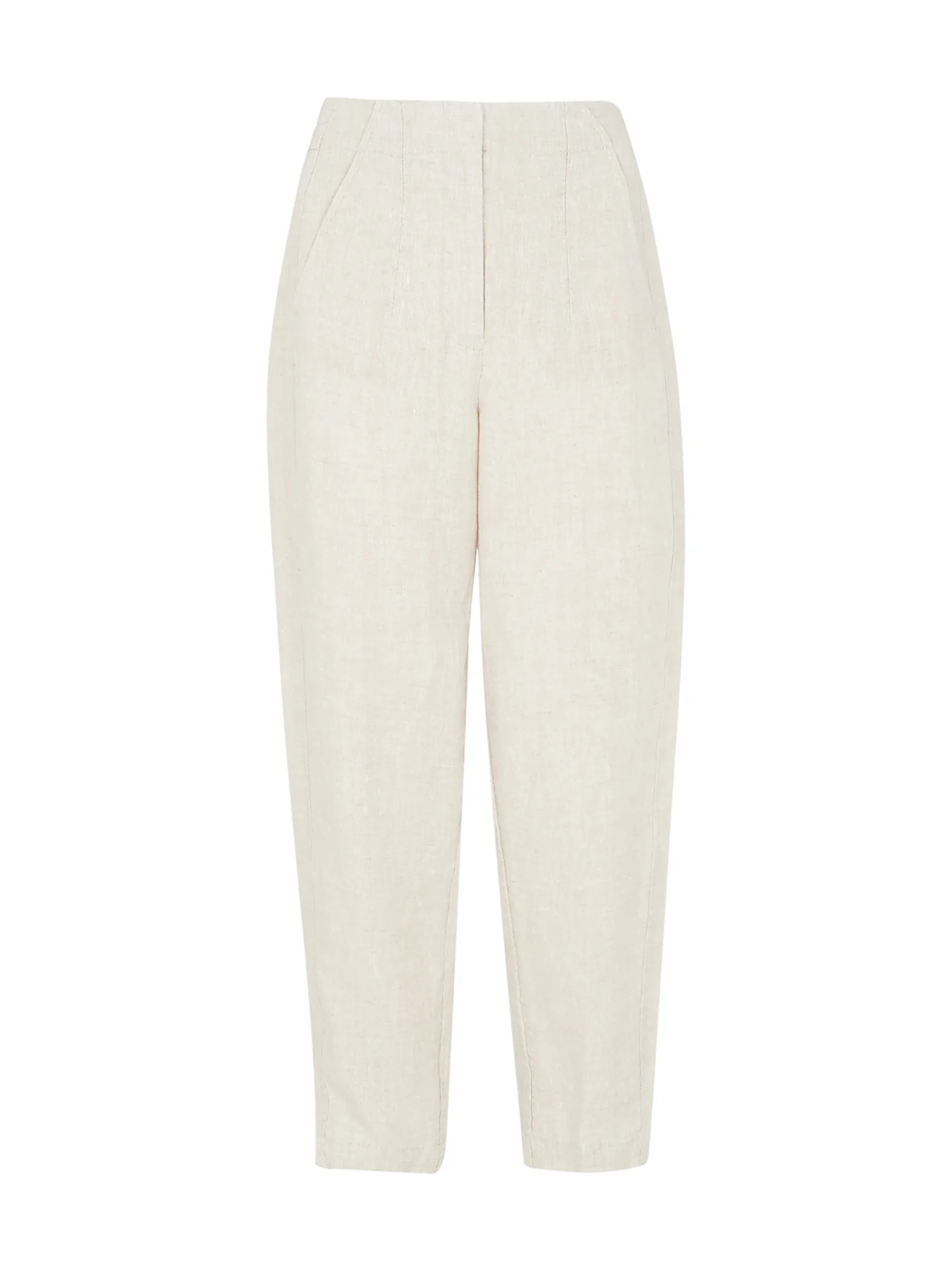 Oatmeal Linen Barrel Leg Trouser