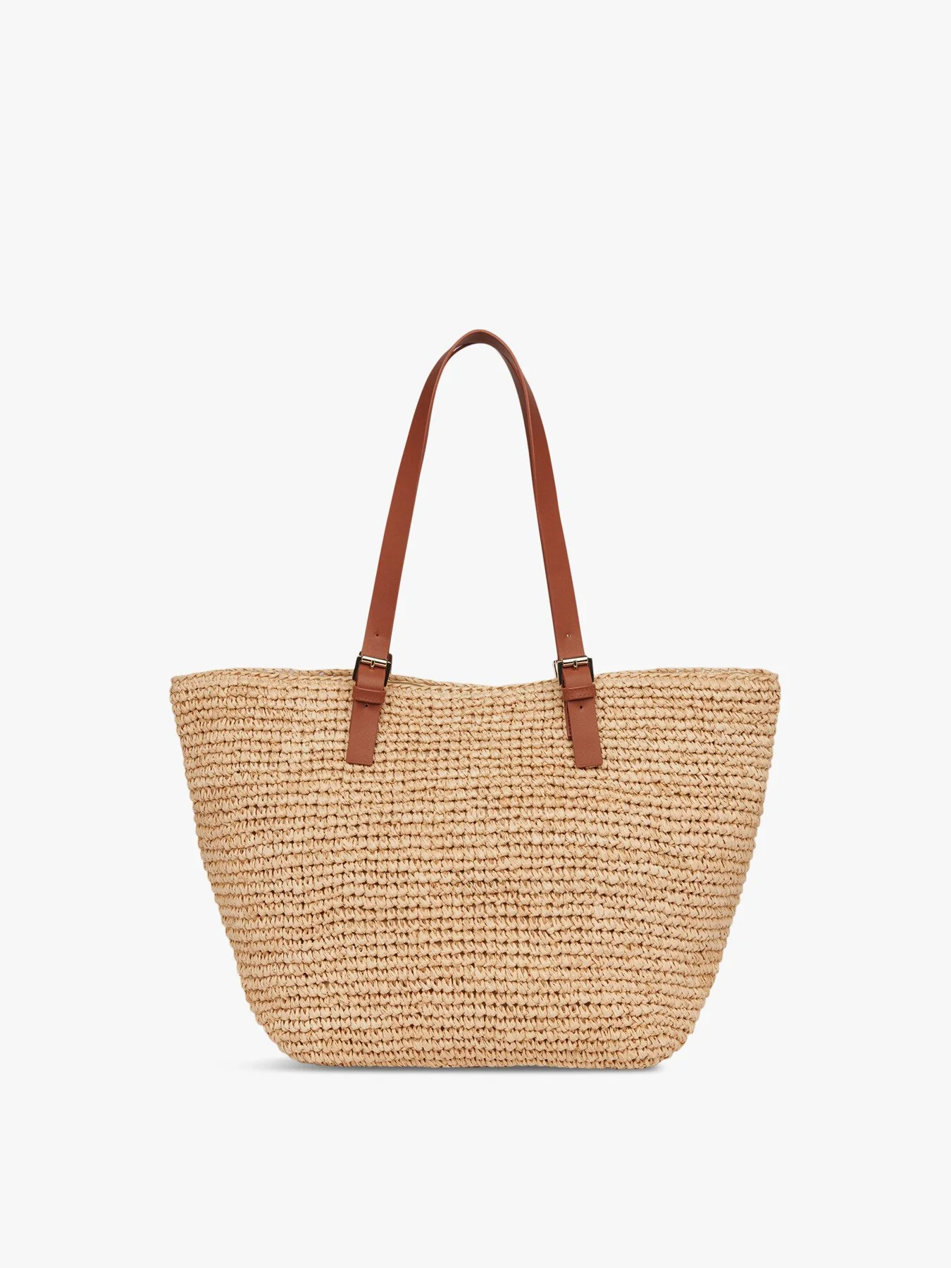 Teya Buckle Handle Straw Tote