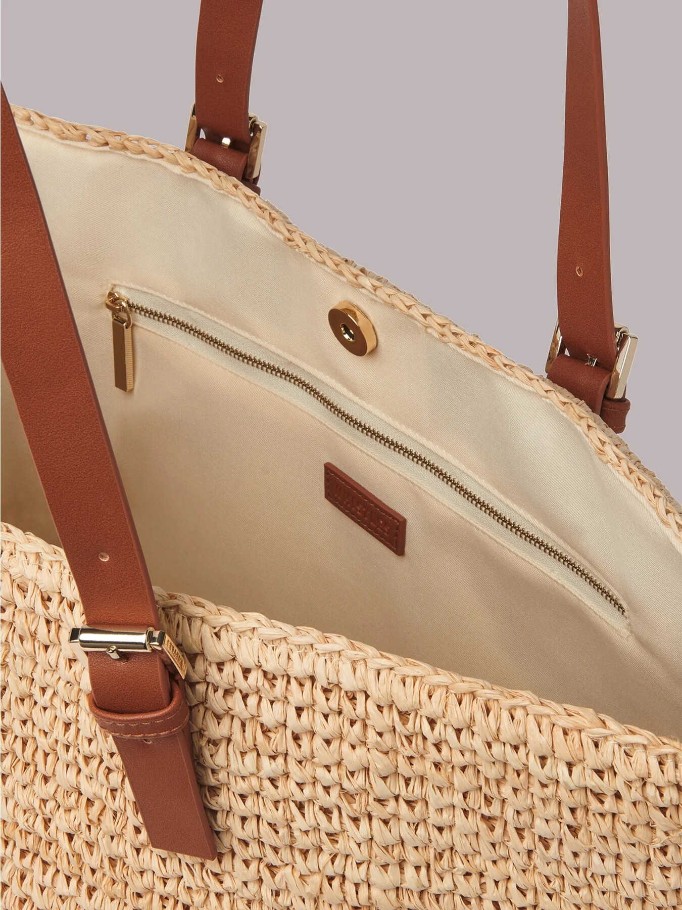 Teya Buckle Handle Straw Tote - Image 4