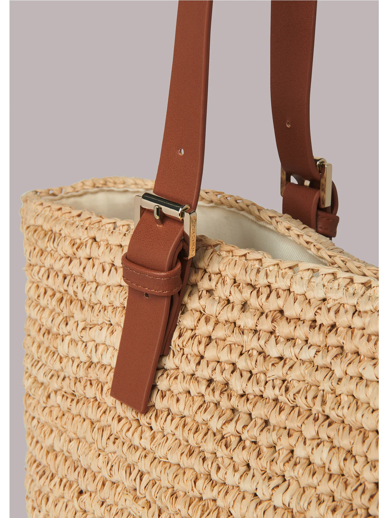 Teya Buckle Handle Straw Tote - Image 5