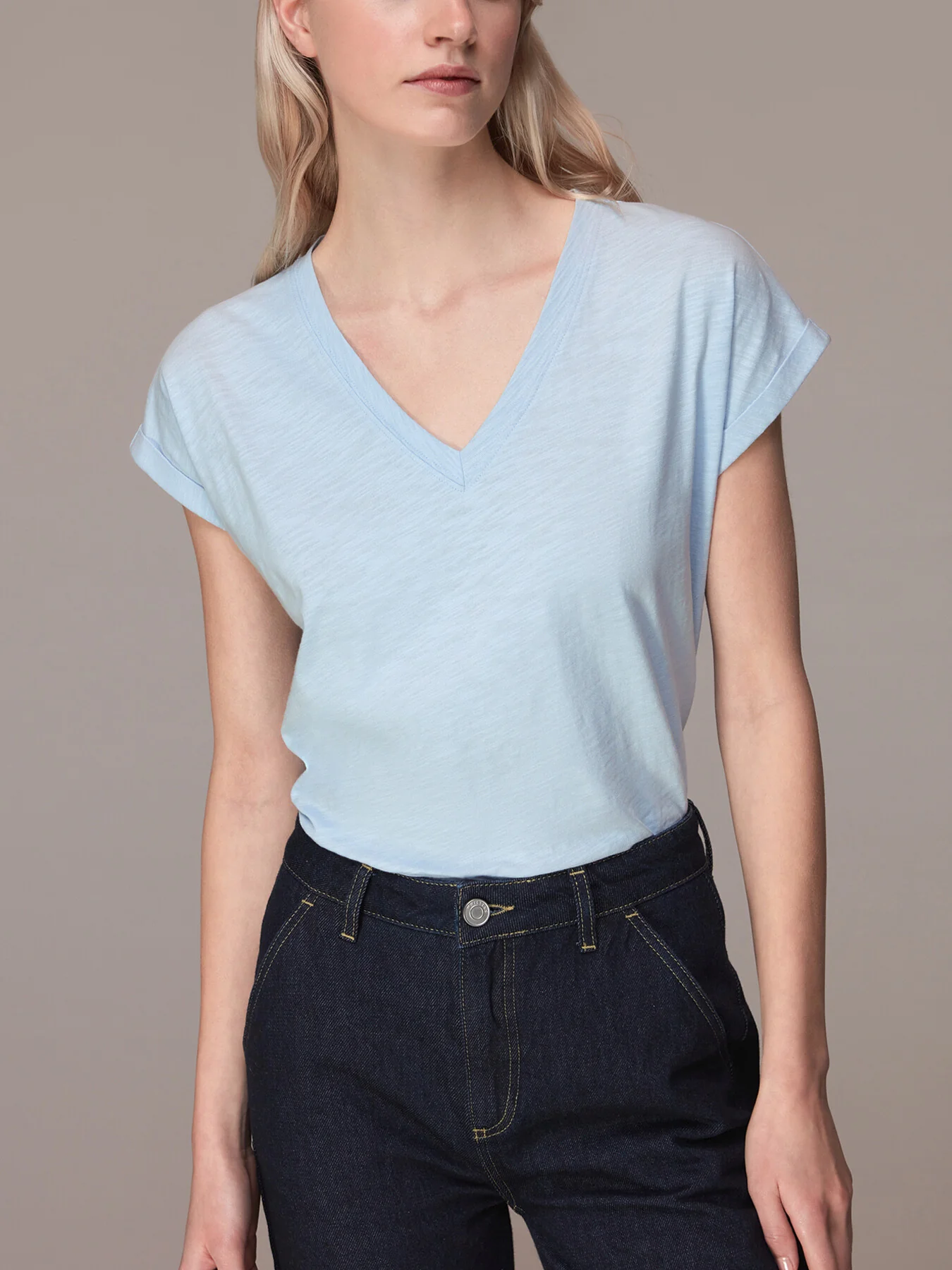 Willa V Neck Cap Sleeve Tee - Image 2