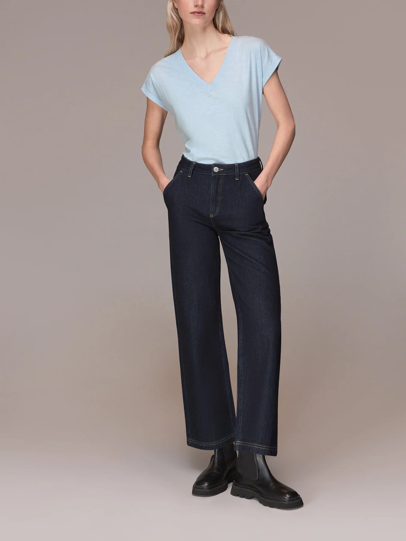 Willa V Neck Cap Sleeve Tee - Image 4
