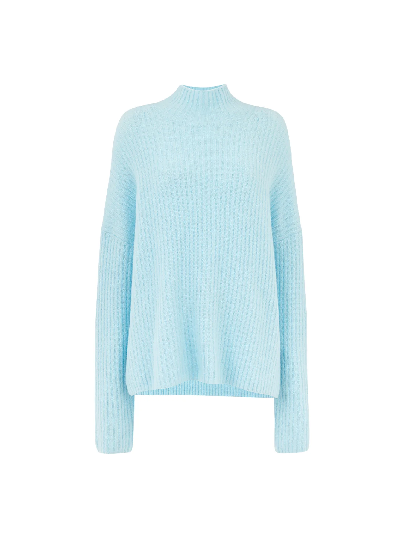 Wool Mix Rib Funnel Neck