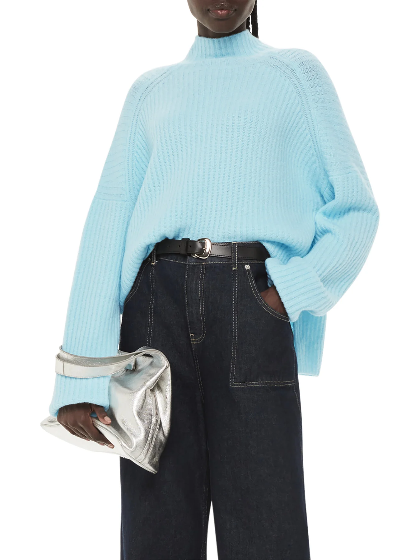 Wool Mix Rib Funnel Neck - Image 2