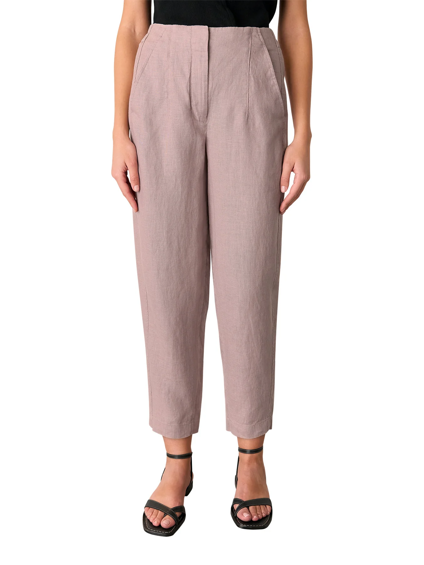 Dusty Pink Linen Barrel Leg Trouser - Image 2