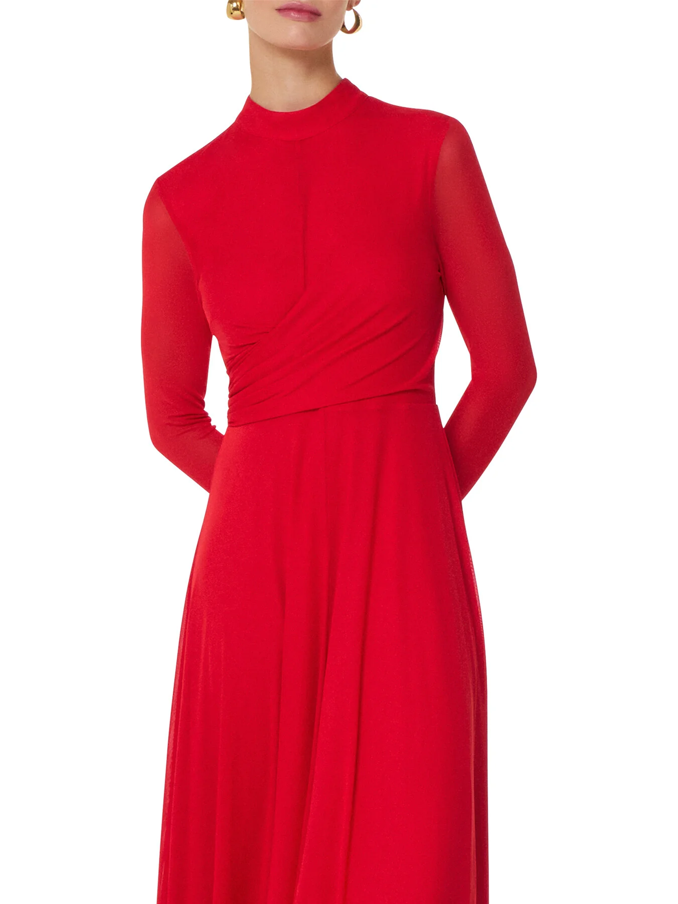 Arabella Ruched Mesh Dress - Image 4