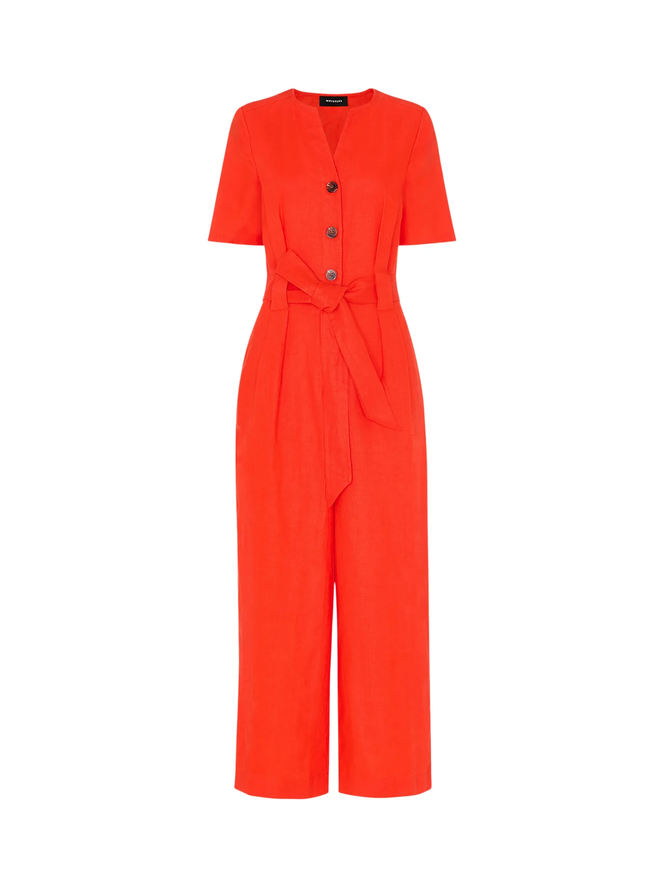 Red Fiona Linen Button Jumpsuit