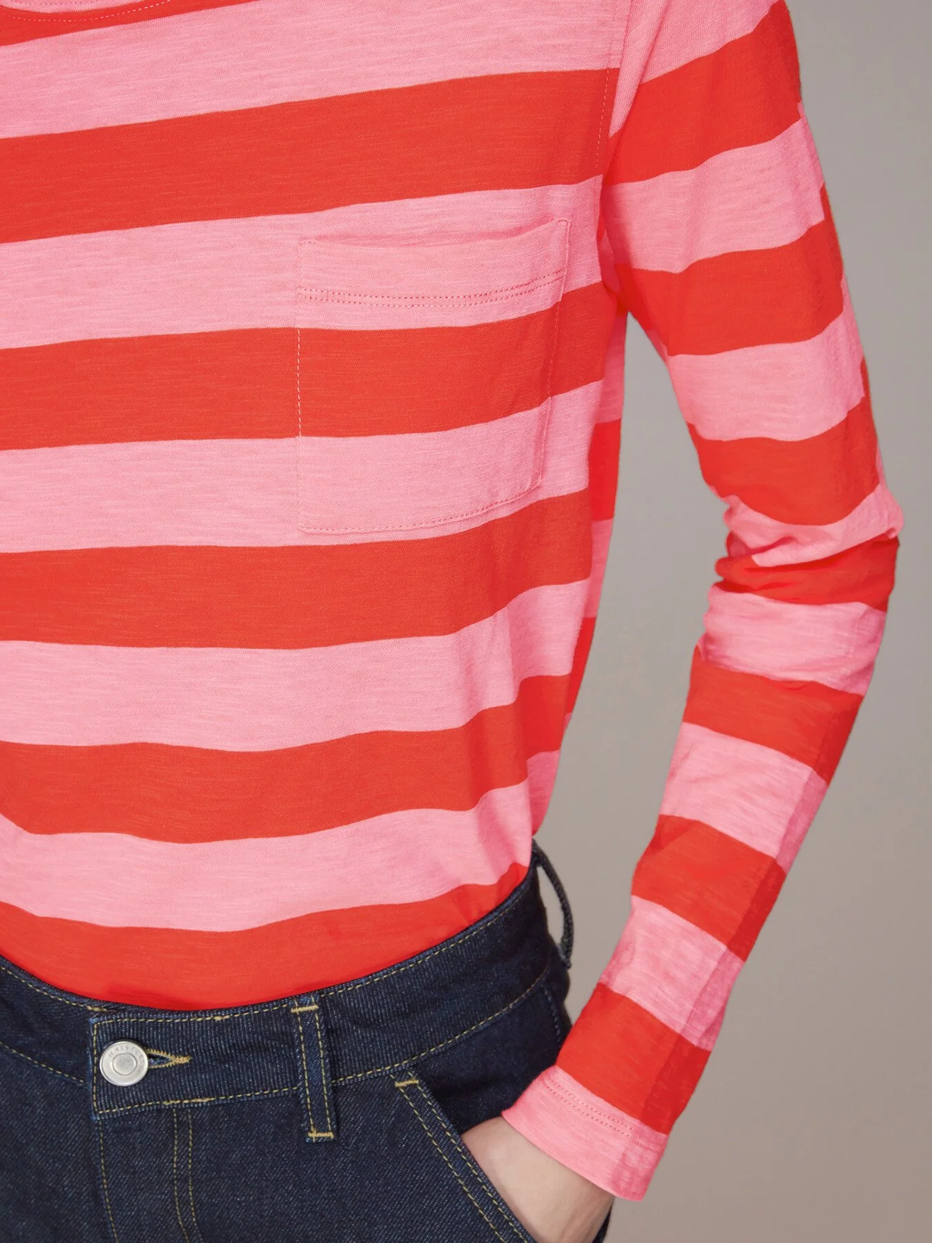 Stripe Crew Neck Pocket Top - Image 5