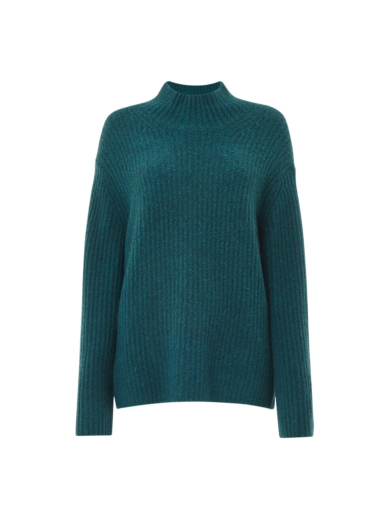 Wool Mix Rib Funnel Neck