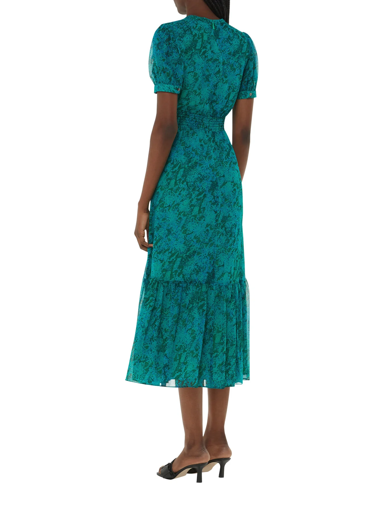 Diagonal Snake Shirred Dress - Image 3