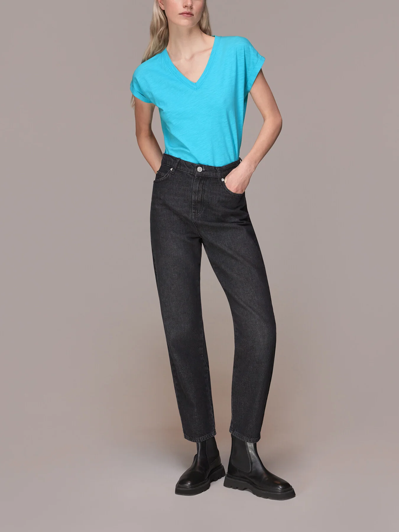 Willa V Neck Cap Sleeve Tee - Image 2