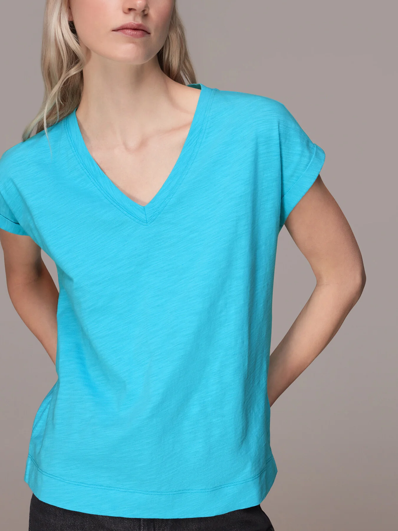 Willa V Neck Cap Sleeve Tee - Image 5