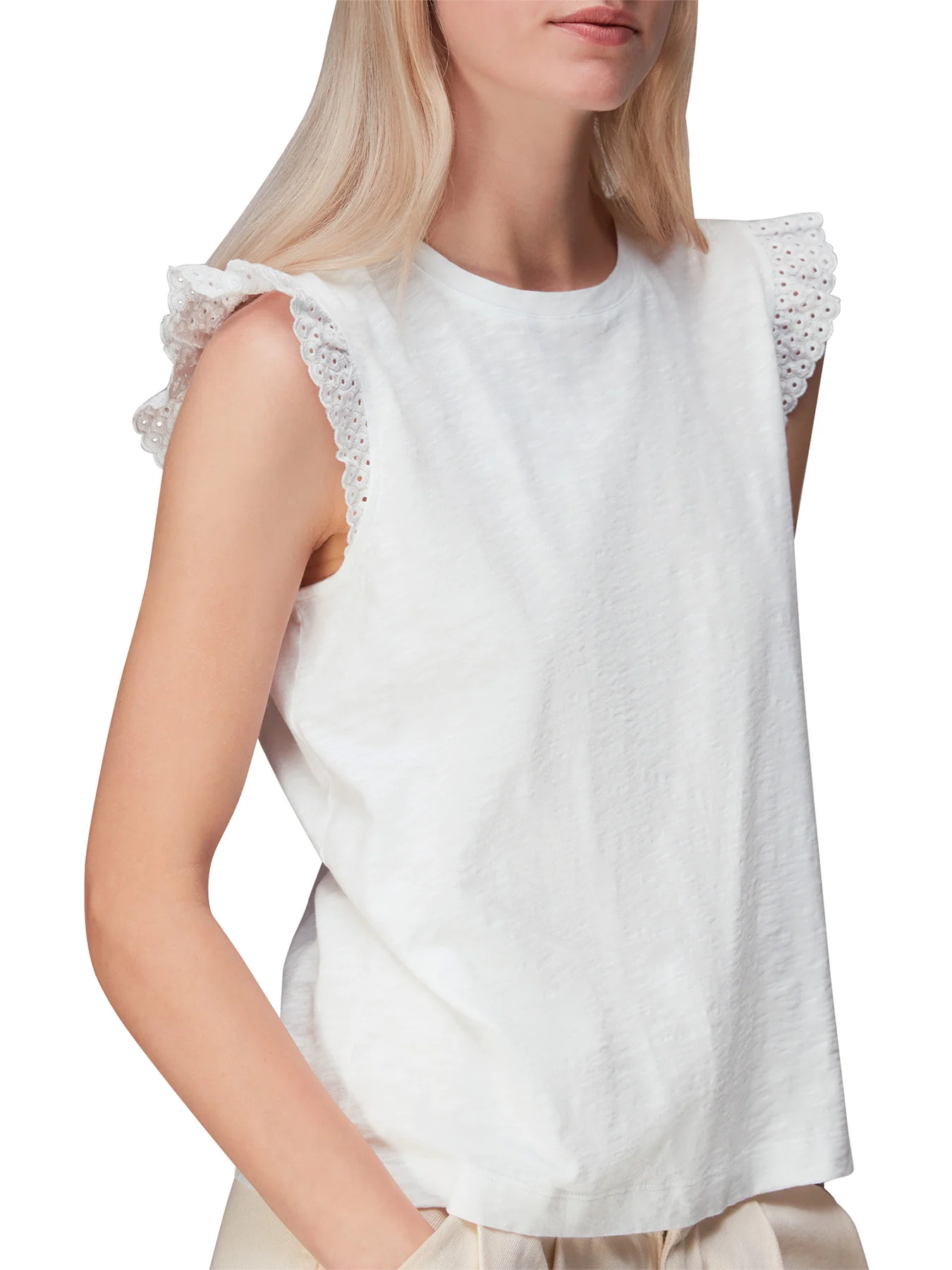 Broderie Frill Sleeve Tee - Image 4