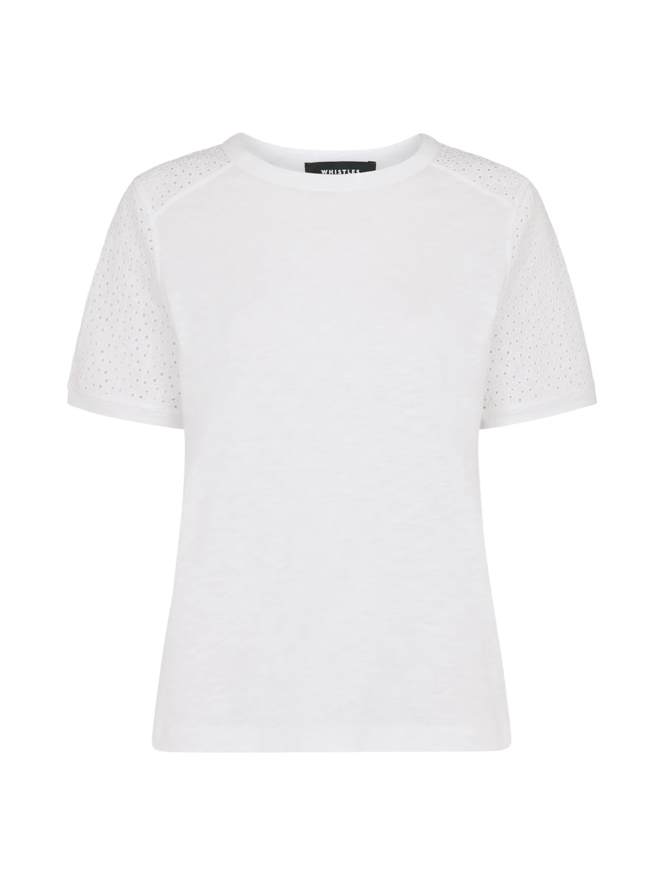 White Broderie Sleeve Detail Tee