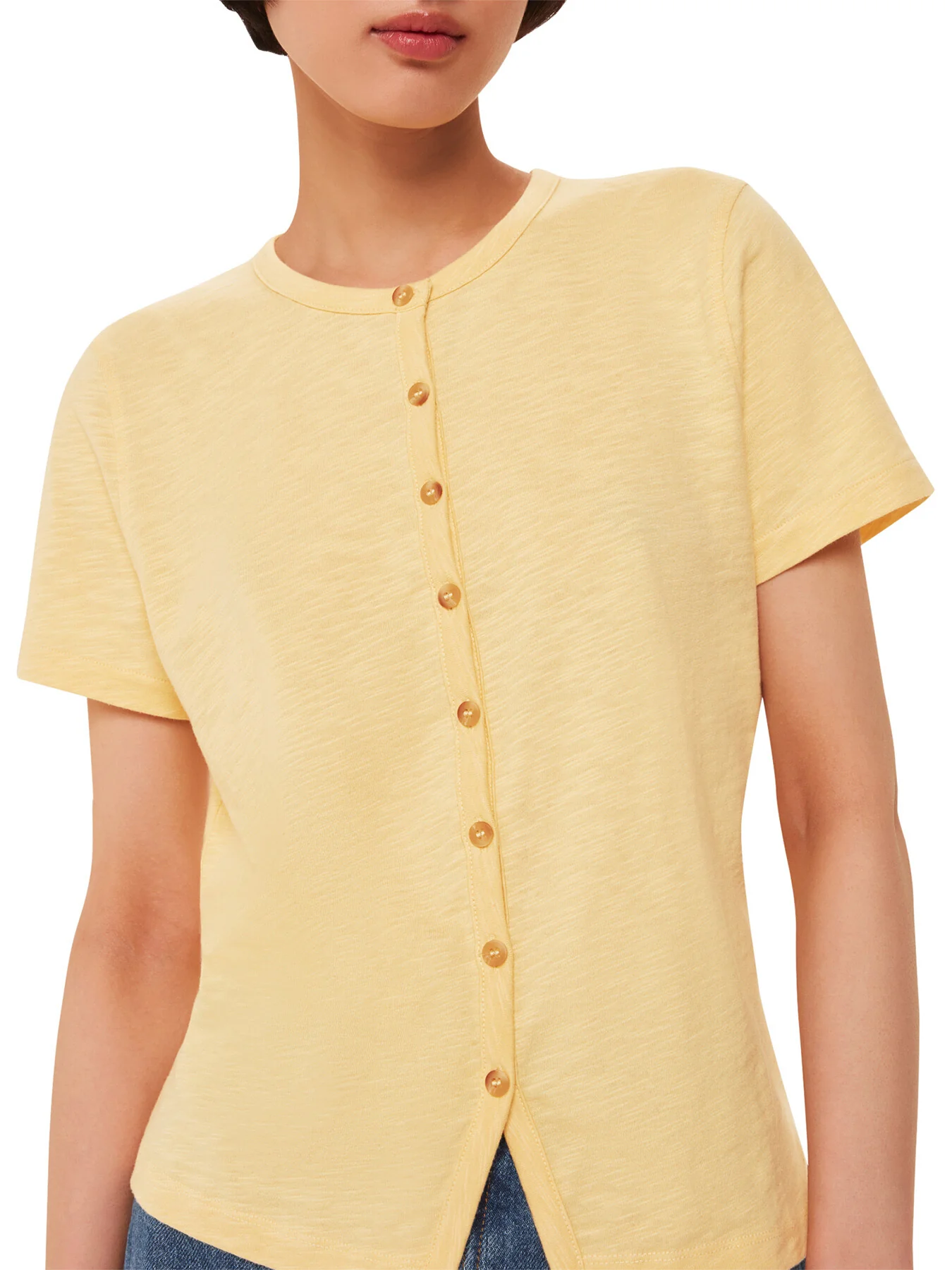 Isla Round Neck Button Tee - Image 4