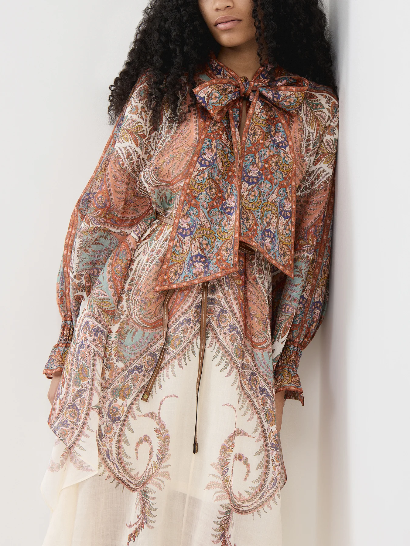 Rhiannon Tie Neck Midi Dress - Image 3